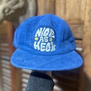 Nice As Heck Blue Corduroy Hat NWT Embroidered Dad Cap